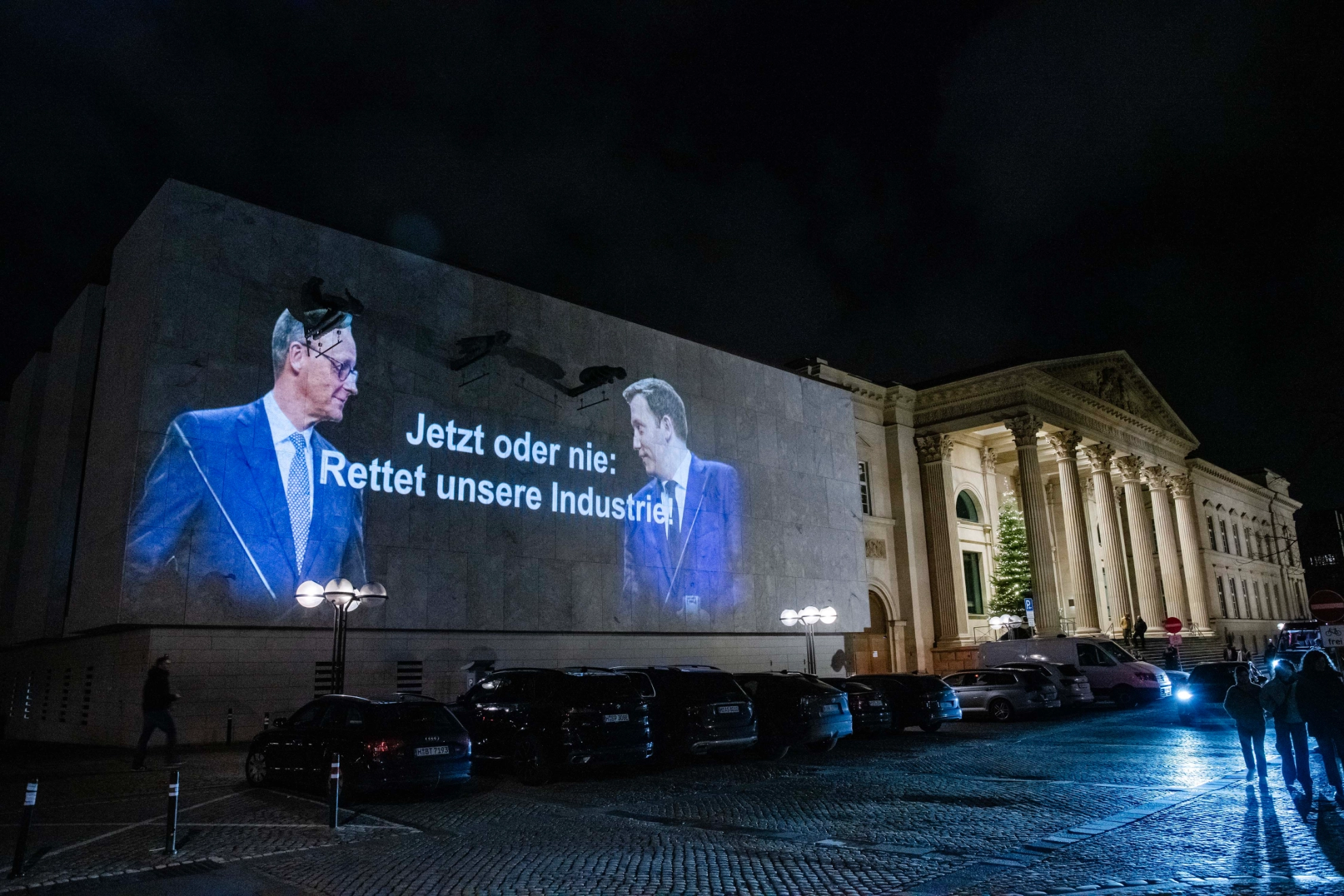 Aktion gegen Industriearbeitsplatzabbau am Landtag