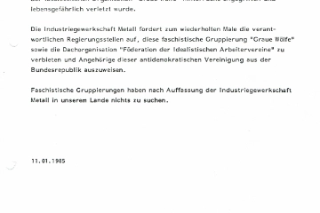 1985 Zeki Sonraci Presseerklärung