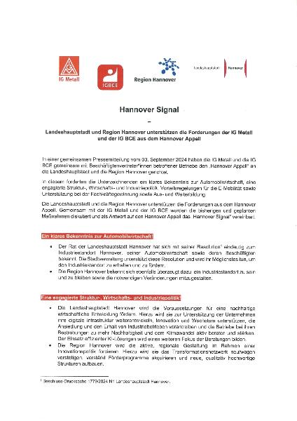 Hannover-Signal mit Unterschriften