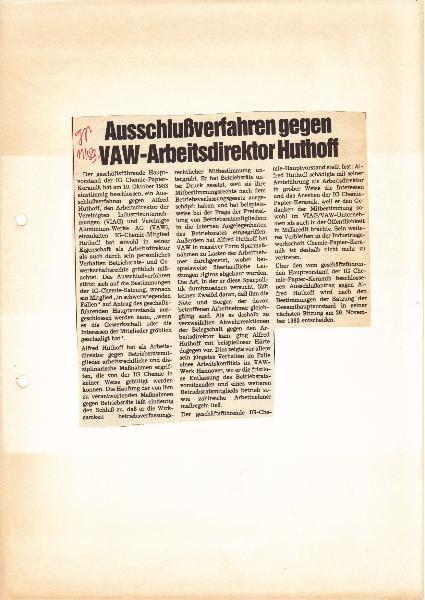 1983-10 Ausschlussverfahren IG Chemie-Huthoff