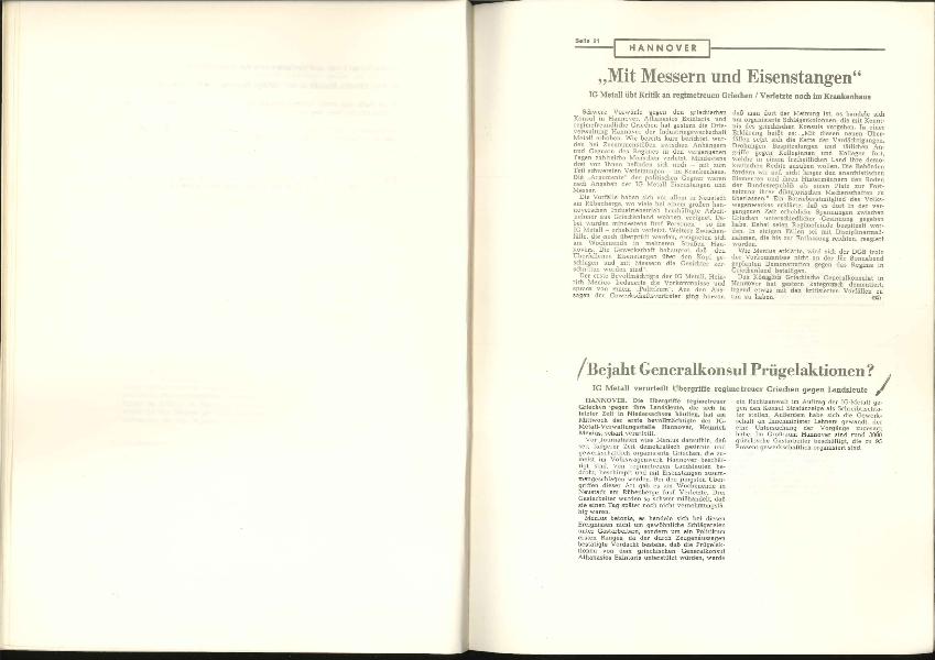 1970 Gefahr für griechische Demokraten in der BRD