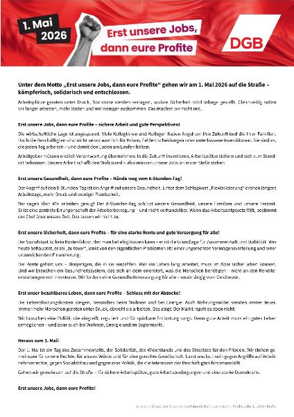 DGB-Aufruf zum 1. Mai 