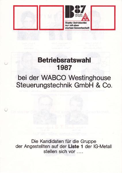 1987 BR-Wahl Angestellte WABCO Westinghouse Steuerungstechnik