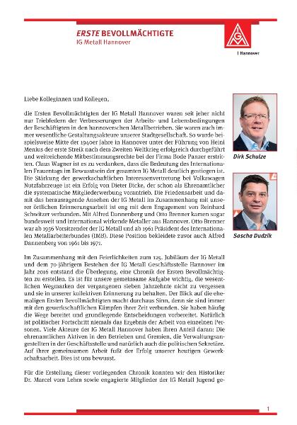 IG Metall-Broschüre Erste Bevollmaechtigte