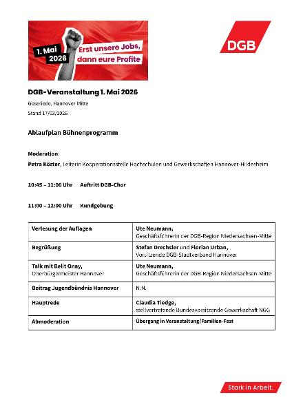 Ablaufplan der Kundgebung 