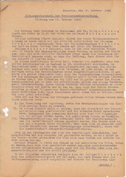 1946-02-16 Protokoll VL-Sitzung Hanomag