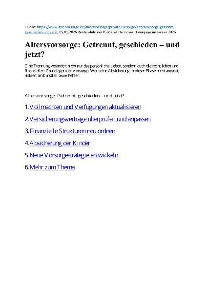 Renten-Infoblatt Nr. 23 Was tun bei Scheidung?