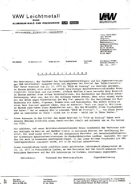 1973-12-28 Entschließung zu Bruno Orzykowski