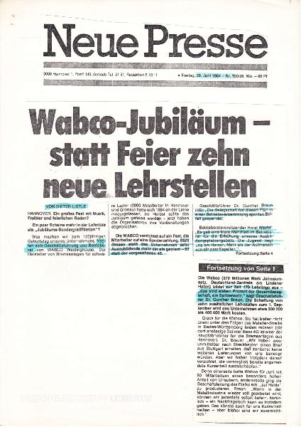1984-06-29 WABCO mehr Lehrlinge statt Jubelfeier