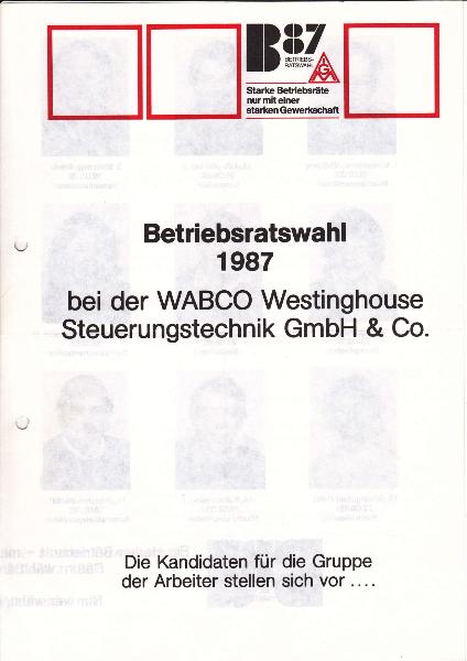 1987 BR-Wahl Arbeiter WABCO Westinghouse Steuerungstechnik