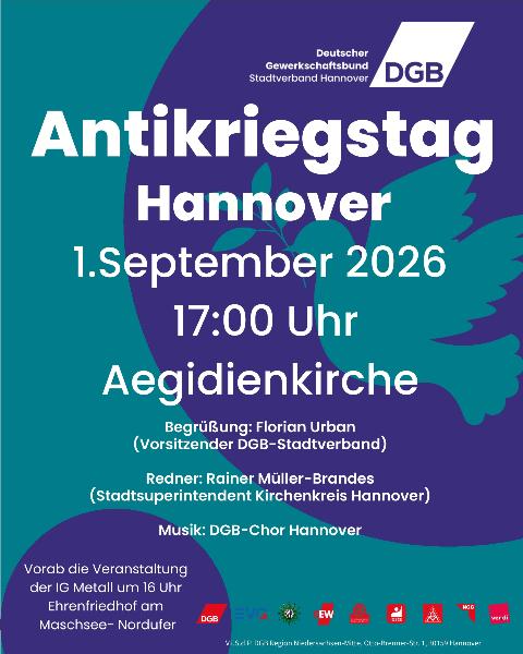 Einladung DGB zum Antikriegstag 2026