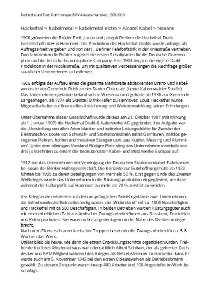 Hackethal-kabelmetal-Nexans Historie