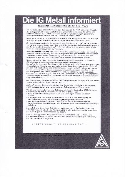 1983 Flugblatt VAW Konflikt