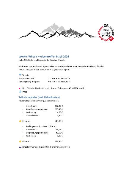 Worker Wheels – Alpentreffen Inzell 2026