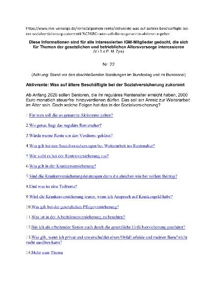 Renteninformationsblatt 22