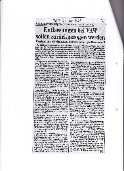 1983-10-31 Einigung VAW-Auseinandersetzung